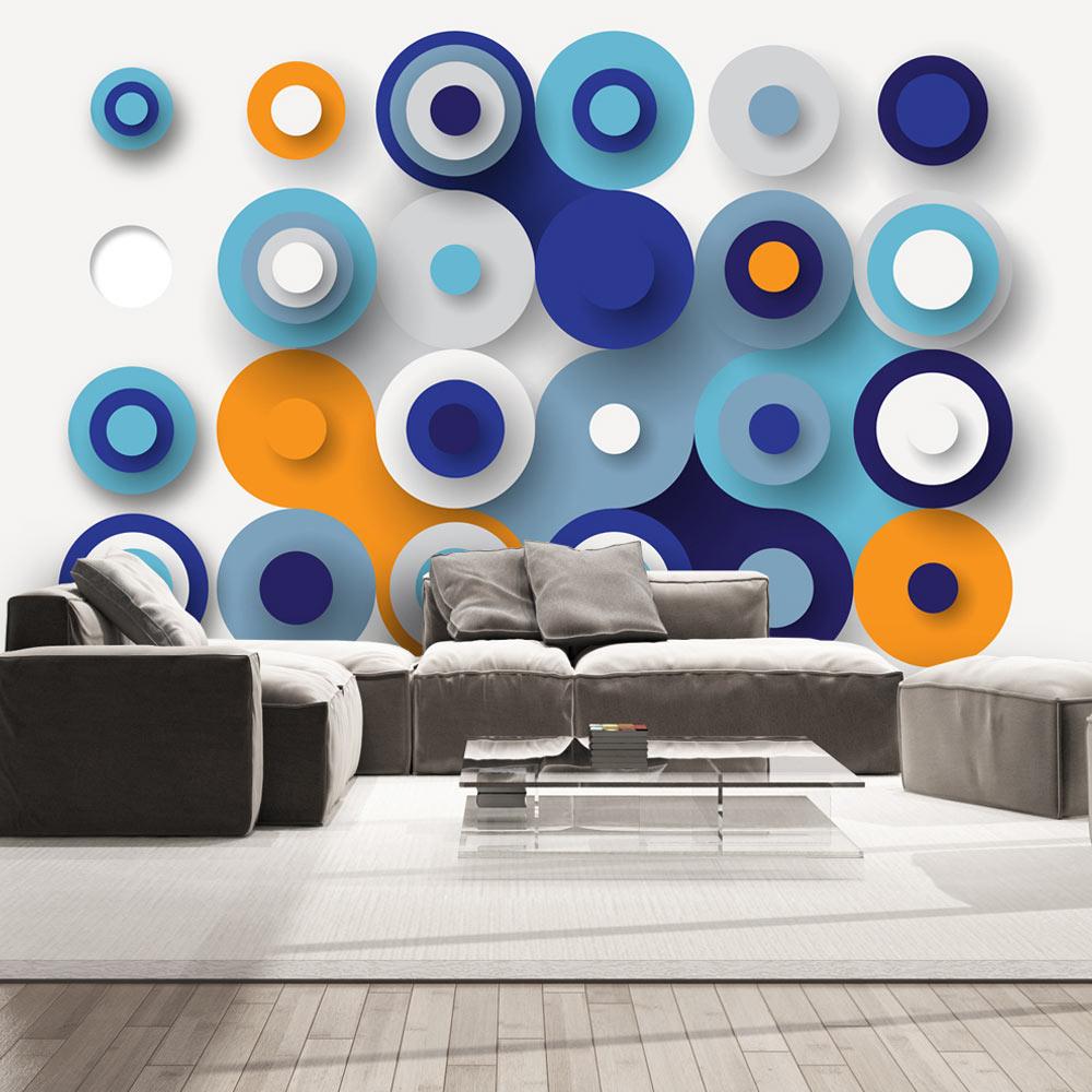 Fototapet - Geometry Of Blue Wheels - 200 x 140 cm - Premium billede