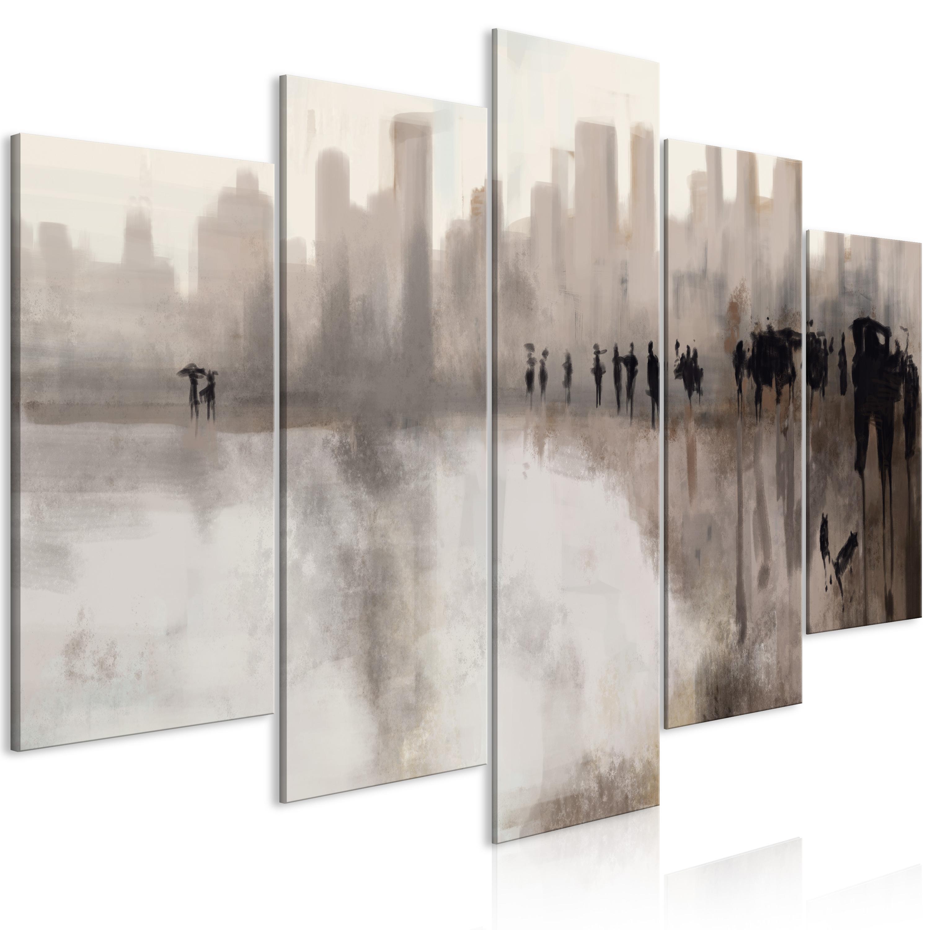 Billede - City in the Rain (5 dele) Wide - 200 x 100 cm - Standard billede