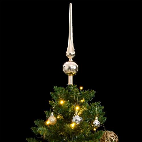 Kunstigt juletræ 150 LED'er og kuglesæt hængslet 150 cm