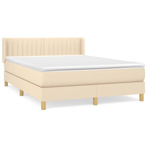 Kontinentalseng med madras 140×190 cm - stof, cremefarvet