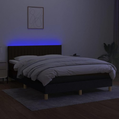 Kontinentalseng med LED-lys 140×190 cm - stof, sort