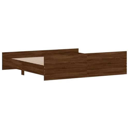 Sengeramme med sengegavl og fodgærde 180x200 cm brunt egetræ