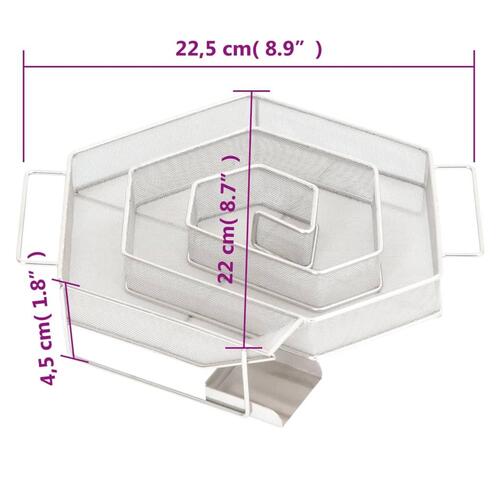 Koldrøgsgenerator 22,5 cm sekskantet rustfrit stål