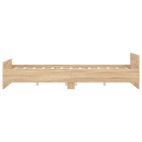 Sengeramme med sengegavl og fodgærde 140x200 cm sonoma-eg