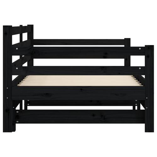 Daybed med udtræk 80x200 cm massivt fyrretræ sort