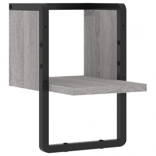 Væghylde med stang 20×25×30 cm - grå sonoma-eg