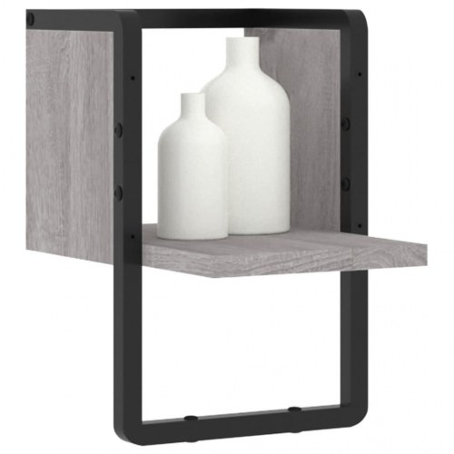 Væghylde med stang 20×25×30 cm - grå sonoma-eg
