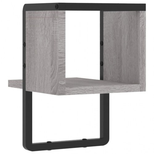 Væghylde med stang 20×25×30 cm - grå sonoma-eg