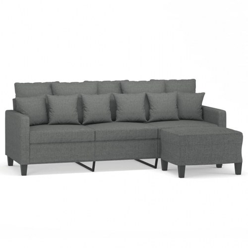 3-personers sofa med fodskammel 198 cm - stof, mørkegrå