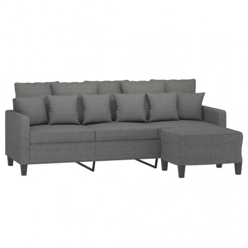 3-personers sofa med fodskammel 198 cm - stof, mørkegrå