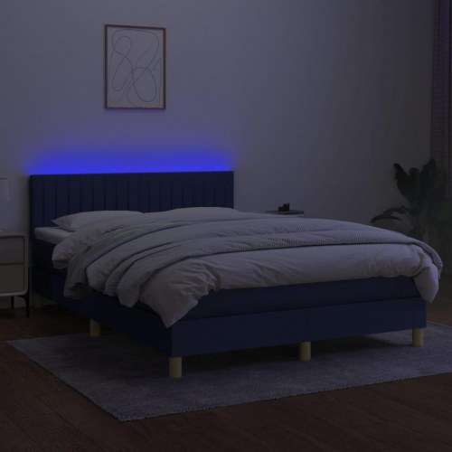 Kontinentalseng med LED-lys 140×190 cm - stof, blå