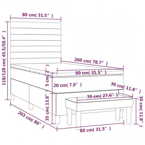 Kontinentalseng med madras 80×200 cm - stof, blå