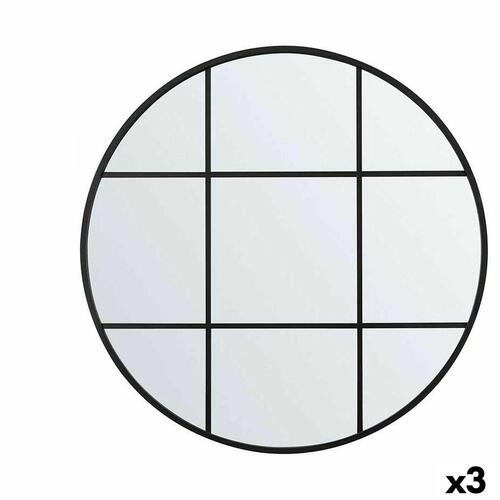 Vægspejl Vindue Sort polystyren 80 x 80 x 3 cm (3 enheder)
