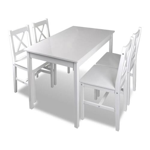 Spisebordssæt i 5 dele hvid