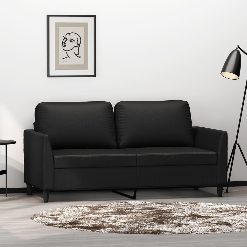 2-personers sofa 140 cm kunstlæder sort billede