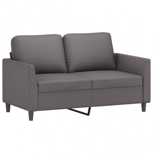 Sofasæt i kunstlæder - 2-personers sofaer med hynder, grå (2 dele)