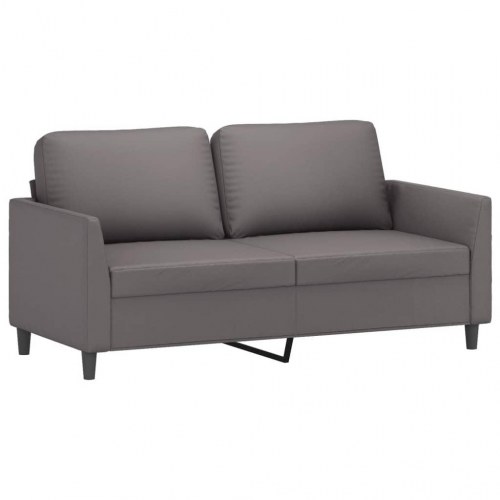 Sofasæt i kunstlæder - 2-personers sofaer med hynder, grå (2 dele)