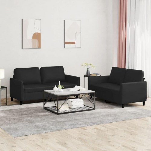 Sofasæt i kunstlæder - 2-personers + 2-personers, sort