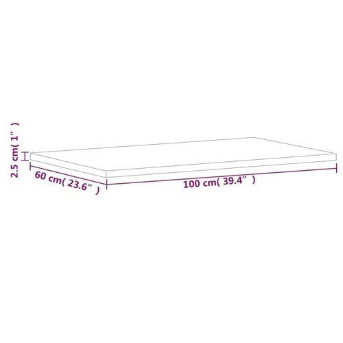 Bordplade til badeværelse 100x60x2,5 cm massivt bøgetræ