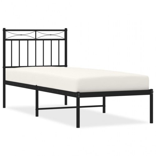 Sengeramme med sengegavl 75×190 cm - metal, sort