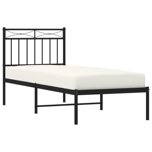Sengeramme med sengegavl 75×190 cm - metal, sort
