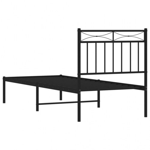 Sengeramme med sengegavl 75×190 cm - metal, sort