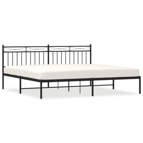 Sengeramme med sengegavl 193×203 cm - metal, sort