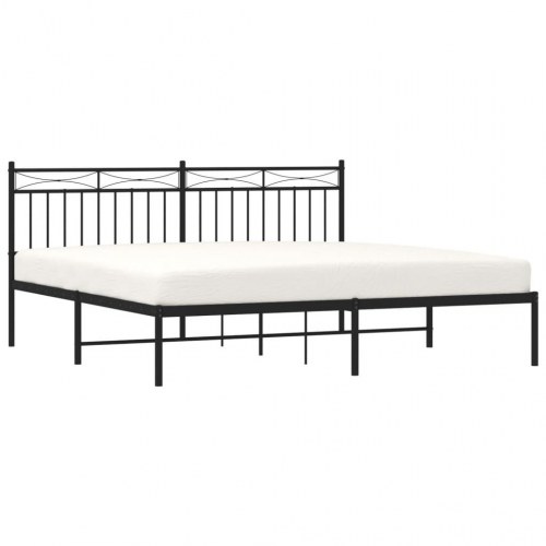 Sengeramme med sengegavl 180×200 cm - metal, sort