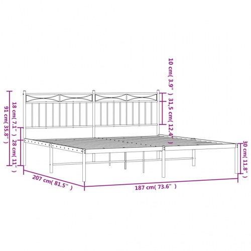 Sengeramme med sengegavl 180×200 cm - metal, sort