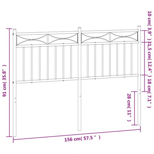 Sengegavl i metal 150 cm - sort, klassisk design