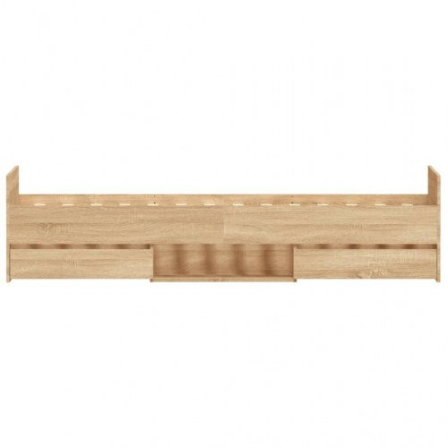 Sengeramme med gavl, fodgærde og opbevaring 90x200 cm - sonoma-eg
