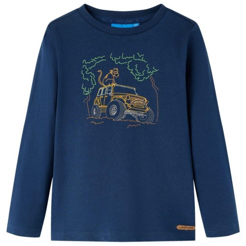 Langærmet T-shirt til børn str. 92 - marineblå