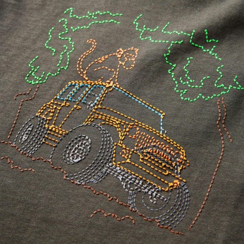 Langærmet T-shirt til børn str. 128 - kaki