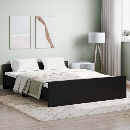 Sengeramme med gavl og fodgærde 150x200 cm - sort