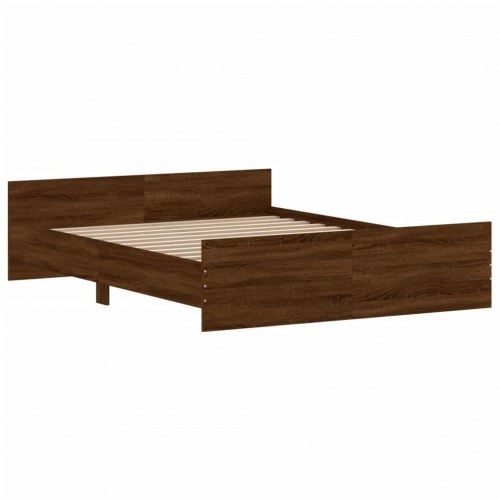 Sengeramme med gavl og fodgærde 150x200 cm - brun egetræ