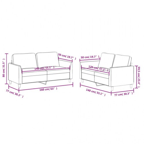 Sofasæt i kunstlæder - 2-pers. + 2-pers., cappuccino