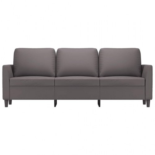 3-personers sofa i kunstlæder - grå, 180 cm sædebredde