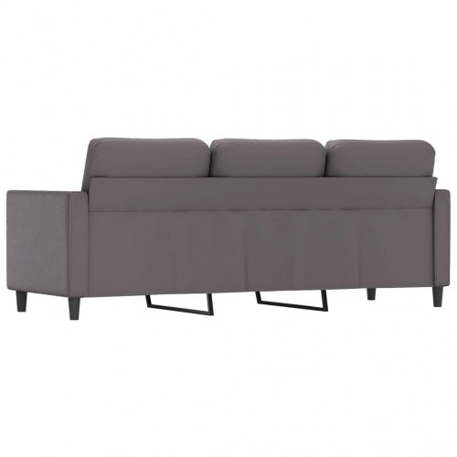 3-personers sofa i kunstlæder - grå, 180 cm sædebredde