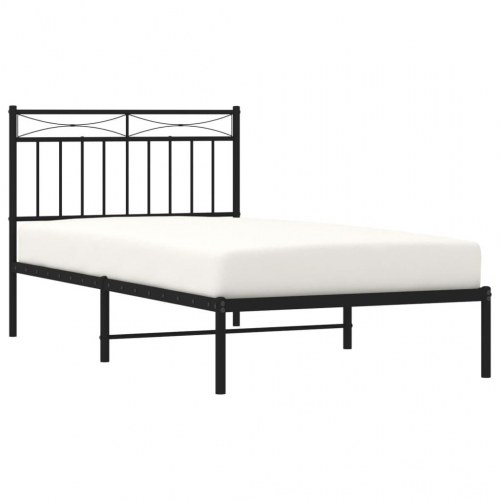 Sengeramme med sengegavl 100×190 cm - metal, sort