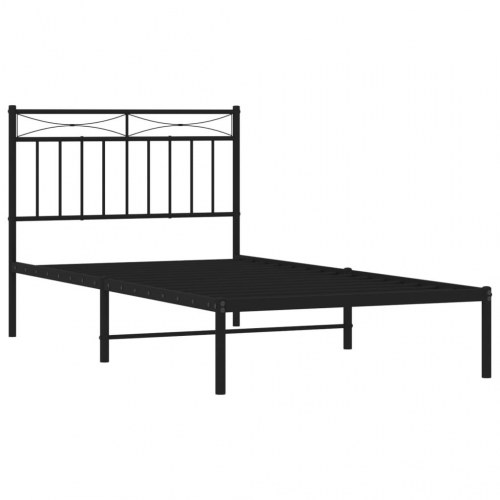 Sengeramme med sengegavl 100×190 cm - metal, sort