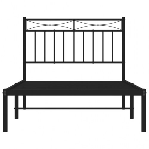 Sengeramme med sengegavl 100×190 cm - metal, sort