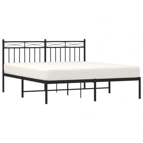 Sengeramme med sengegavl 150×200 cm - metal, sort