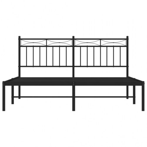 Sengeramme med sengegavl 150×200 cm - metal, sort