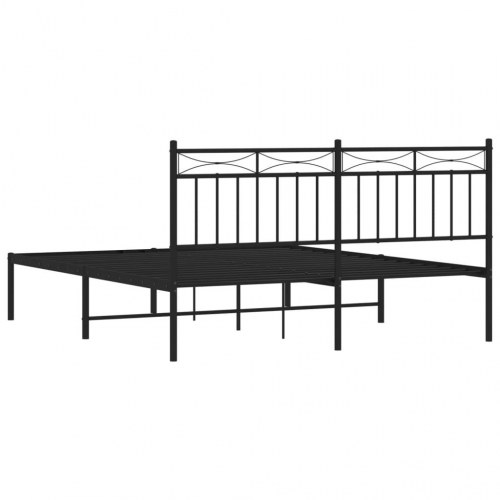 Sengeramme med sengegavl 150×200 cm - metal, sort