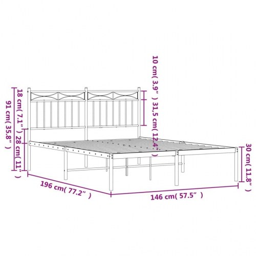 Sengeramme med sengegavl 140×190 cm - metal, sort
