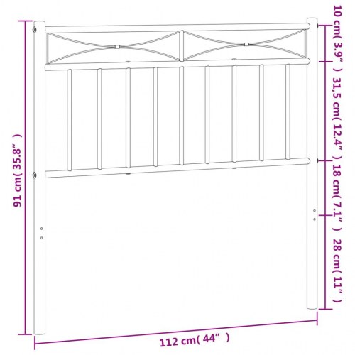 Sengegavl 107 cm metal sort