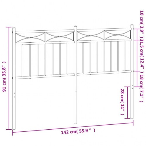 Udskiftningsgavl 135 cm i sort metal til dobbeltseng
