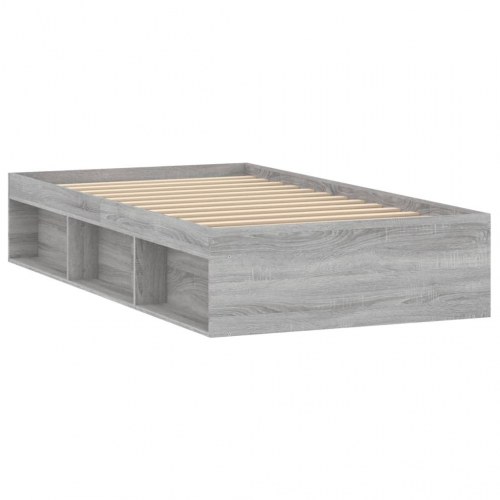 Sengestel 100x200 cm - grå sonoma-eg med opbevaring
