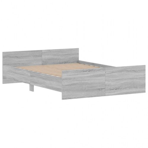 Sengeramme med sengegavl og fodgærde 140x190 cm - grå sonoma-eg