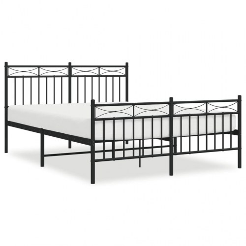 Sengeramme med sengegavl og fodgærde 140x190 cm metal sort